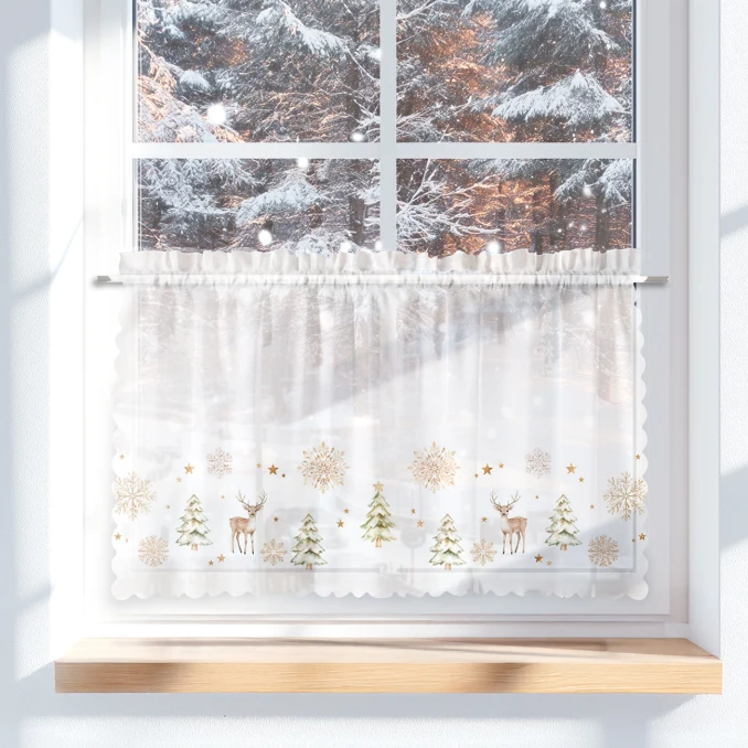 Vianočné záclony na vitrážne tyče